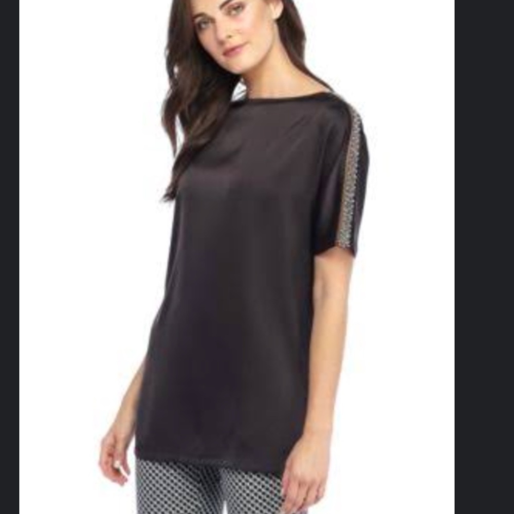 Limited Black Blouse with Beading NWOT Medium